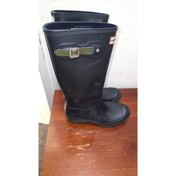 Hunter Original Tall Rubber Rain Boots Women Size 6 Navy Blue Waterproof - Picture 3 of 8